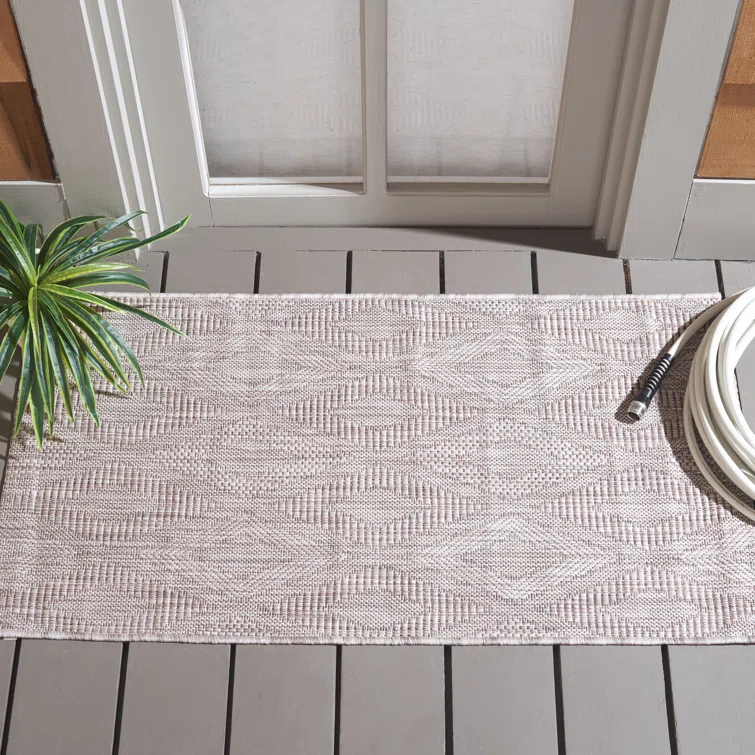 Davy Geometric Beige Indoor / Outdoor Area Rug
