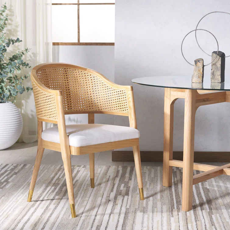 Rogue Chic Black Rattan and Cane Mid-Century Arm Chair