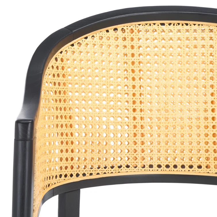 SAFAVIEH Couture Rogue Mid-Century Linen Solid Dining Chair, Black/Natural