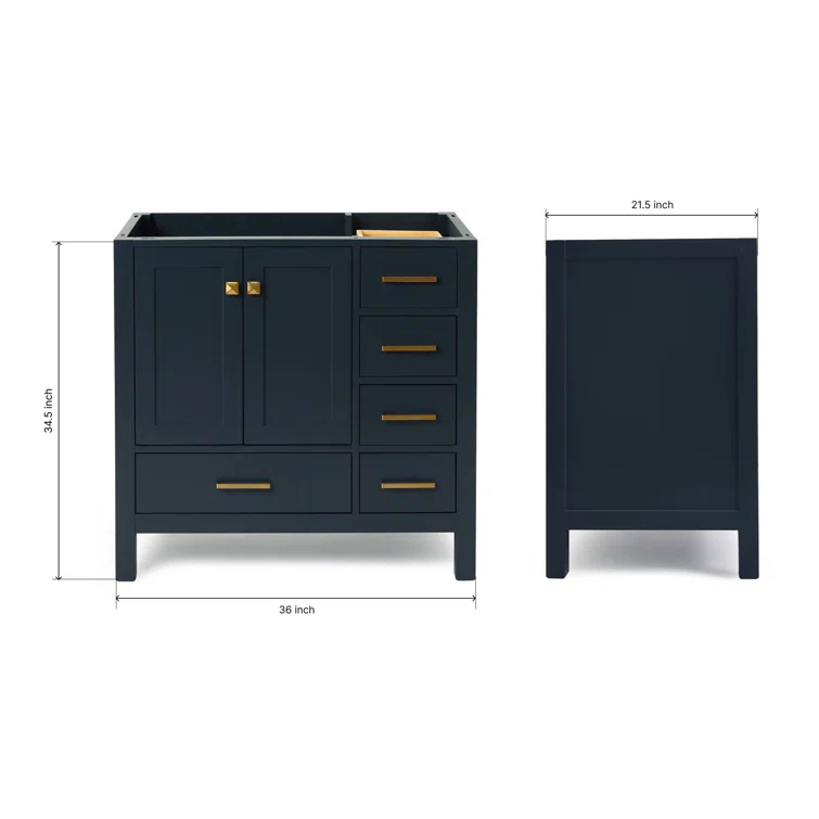Ariel A037s-R-Bc Cambridge 36" Single Free Standing Wood Vanity Cabinet Only - Blue