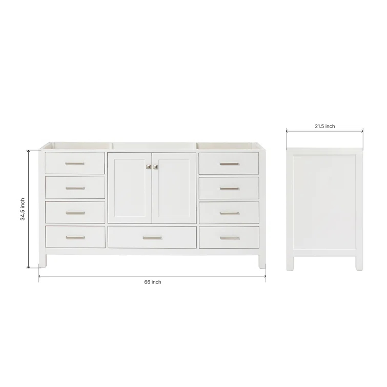 Ariel A067s-Bc Cambridge 66" Single Free Standing Vanity Cabinet Only - White