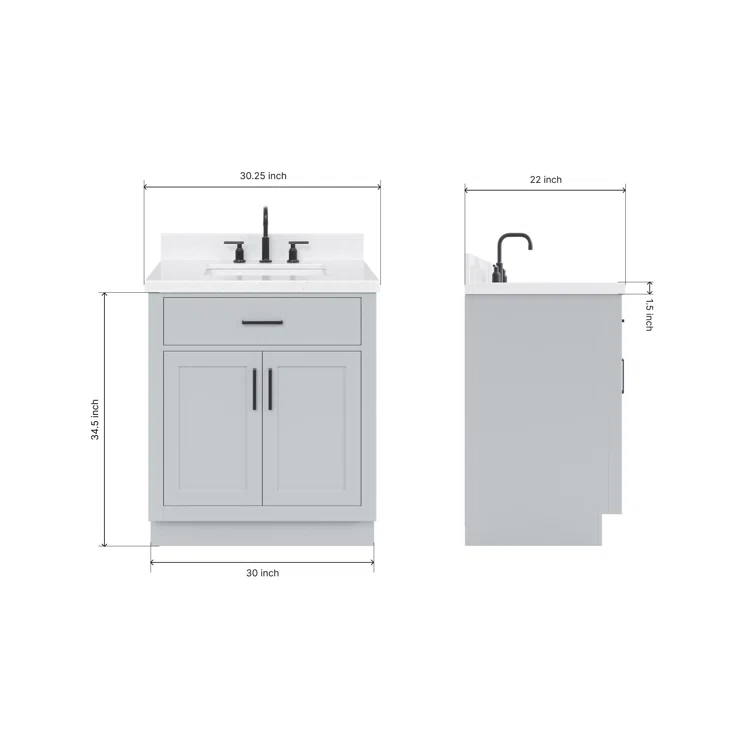Tidworth 30.25'' Single Bathroom Vanity with Carrara Quartz Top