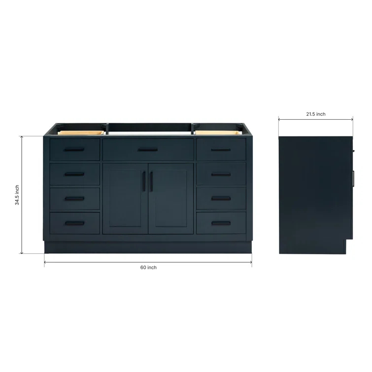 Ariel T060s-Bc Hepburn 60" Single Free Standing Vanity Cabinet Only - Blue