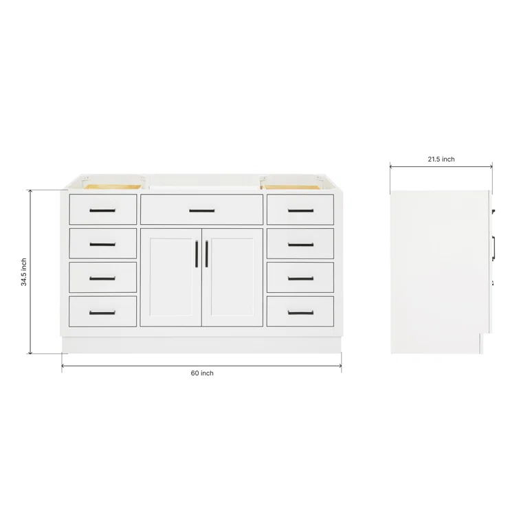 Ariel T060s-Bc Hepburn 60" Single Free Standing Vanity Cabinet Only - White