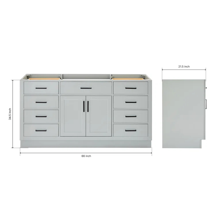 Ariel T066s-Bc Hepburn 66" Single Free Standing Vanity Cabinet Only - Grey