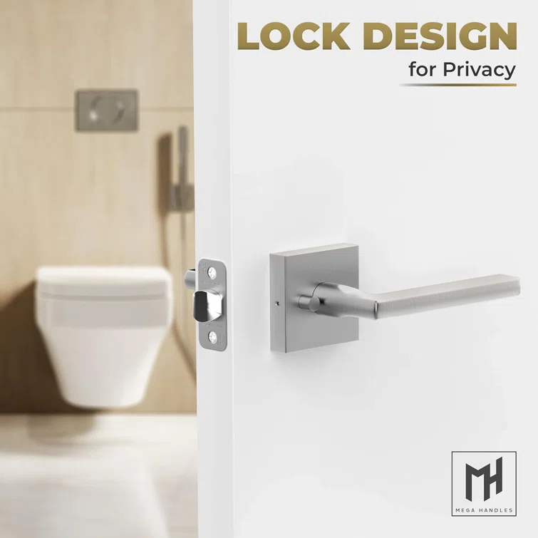 Mega Handles PRIME PRIVACY Reversible Interior Door Lever for Bedrooms, Bathroom & Hallway | Modern Stainless Door Locks