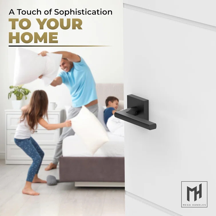 Mega Handles PRIME PRIVACY Reversible Interior Door Lever for Bedrooms, Bathroom & Hallway | Modern Stainless Door Locks