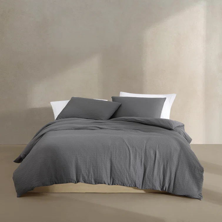 Calvin Klein Seersucker Reversible 3 Piece Duvet Cover Set