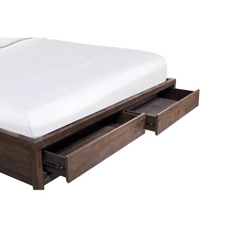 Modus Furniture Boracay Wild Oats Brown Upholstered Panel Storage Bed