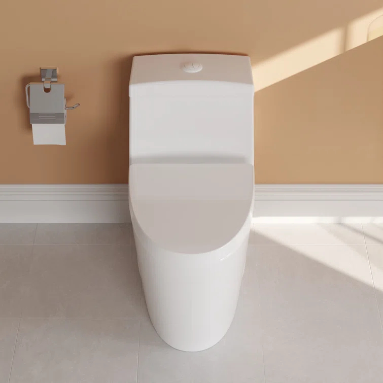 DeerValley Prism Dual-Flush Elongated One-Piece Toilet with Glazed Surface Lower Water Tank for Space Saving (Seat Included)