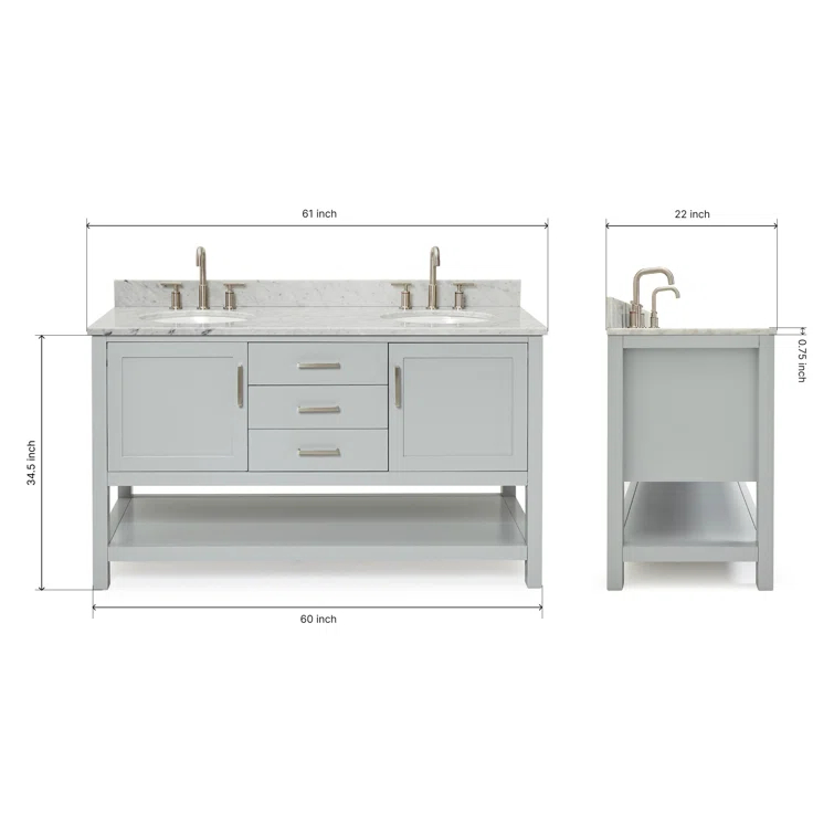Ariel Bath Bayhill 61" Double Bathroom Vanity Set | Perigold