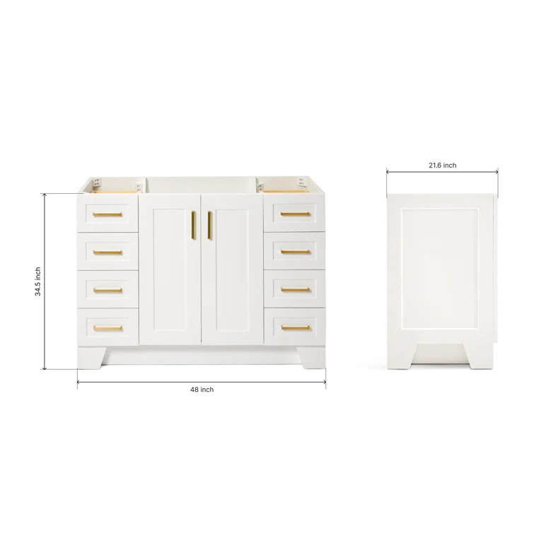 Ariel Q048s-Bc Taylor 48" Free Standing Hardwood Single Vanity Cabinet Only - White