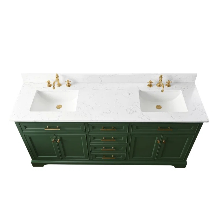 Zaviera 72'' Free-standing Double Bathroom Vanity with Engineered Stone Vanity Top