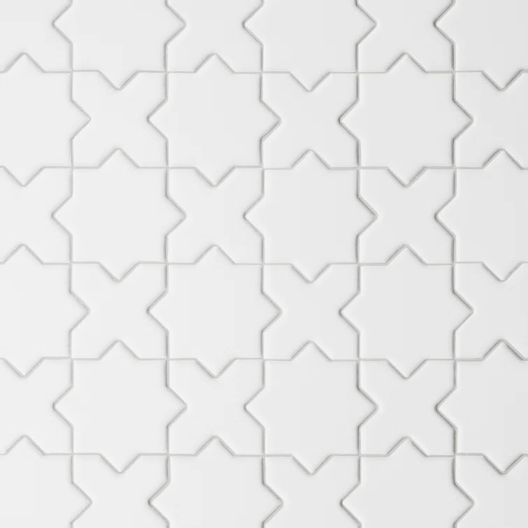 Le Cafe 2" x 2" Cross and Star Matte Porcelain Mosaic Tile