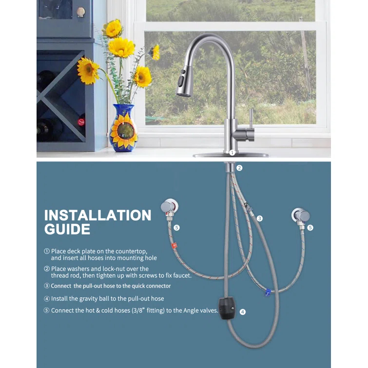 High Arc Pull Down Kitchen Faucet with Sprayer