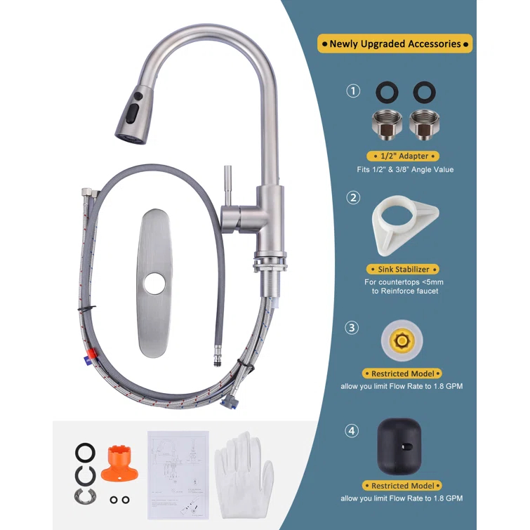 High Arc Pull Down Kitchen Faucet with Sprayer