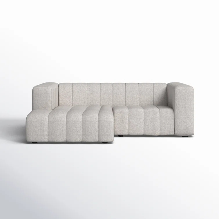 Langham Tufted Napa Sandstone Fabric Sectional with Ottoman
