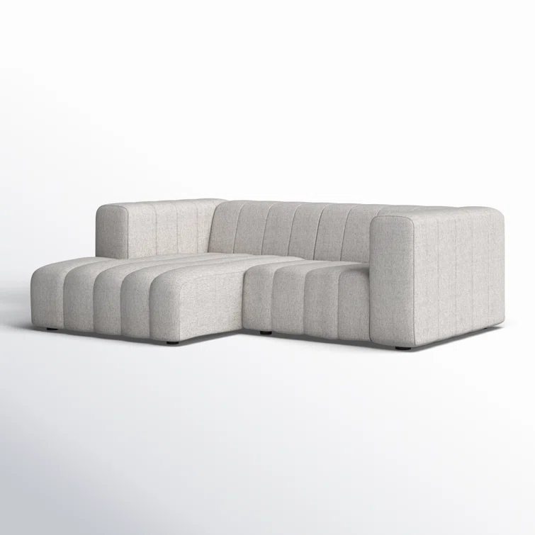 Langham Tufted Napa Sandstone Fabric Sectional with Ottoman