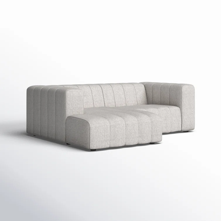 Langham Tufted Napa Sandstone Fabric Sectional with Ottoman