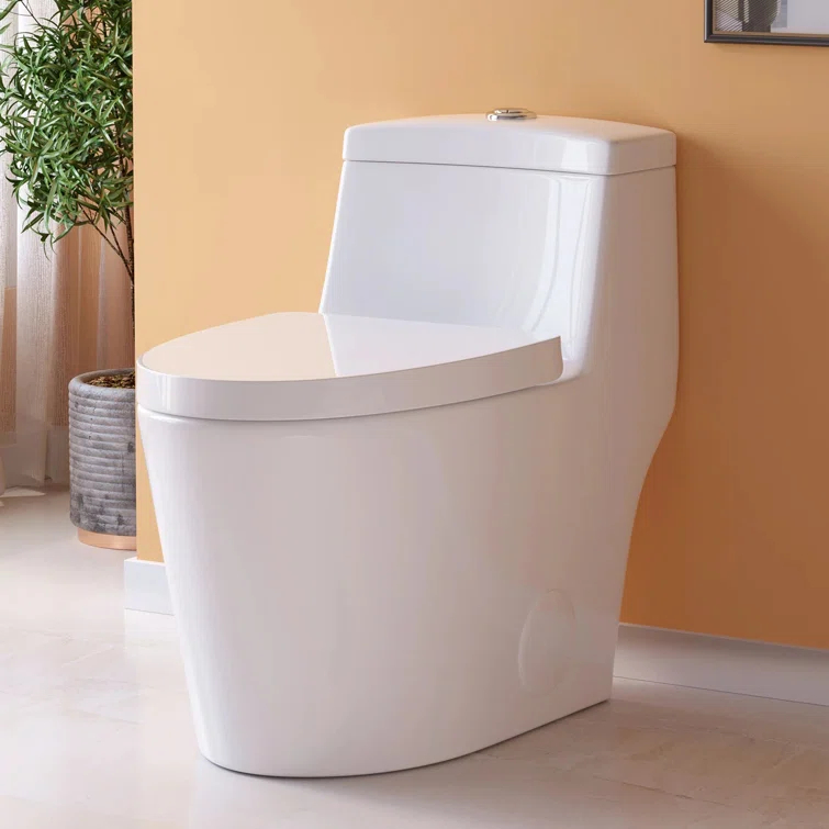 Greta Tornado Powerful Flush One-Piece Toilet, 1.28 GPF Elongated Floor Mounted
