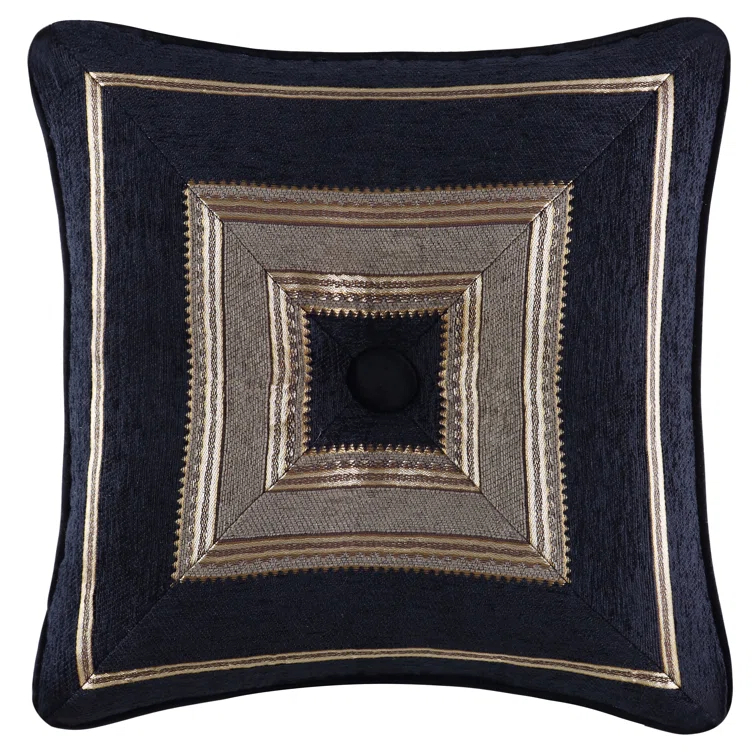 Bradshaw 18" Black and Gold Square Decorative Throw Pillow