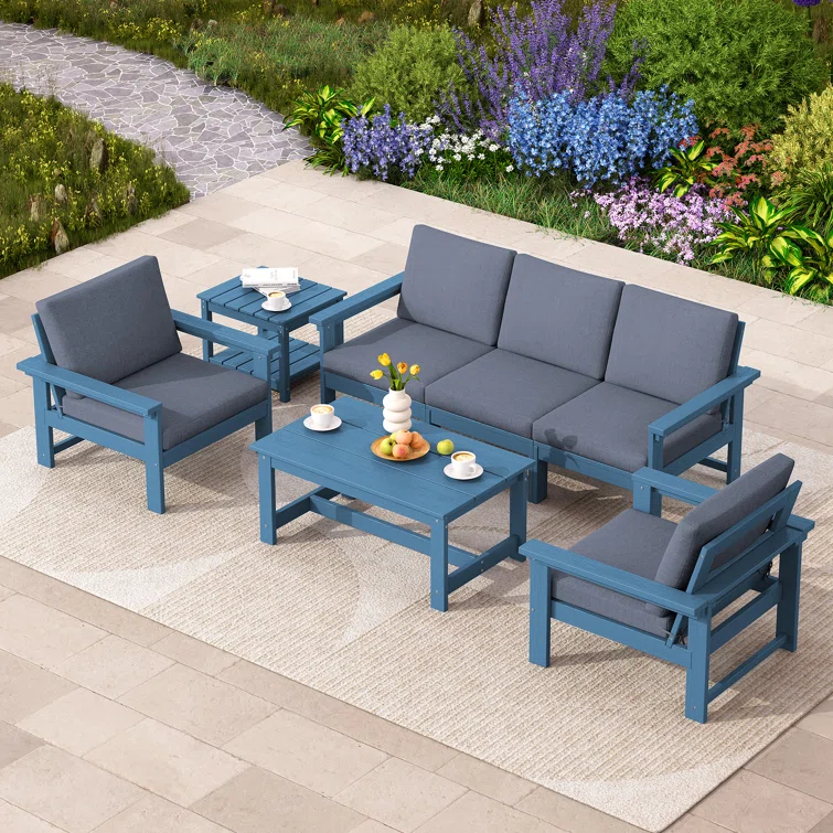 Reata HDPE 7 Piece Sofa Seating Group with Cushions
