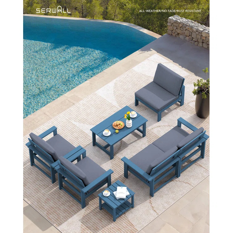 Reata HDPE 7 Piece Sofa Seating Group with Cushions