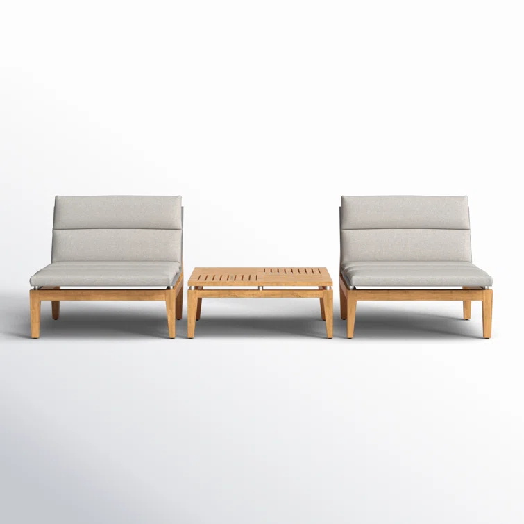 Britney 3 Piece Teak Seating Group with Cushions