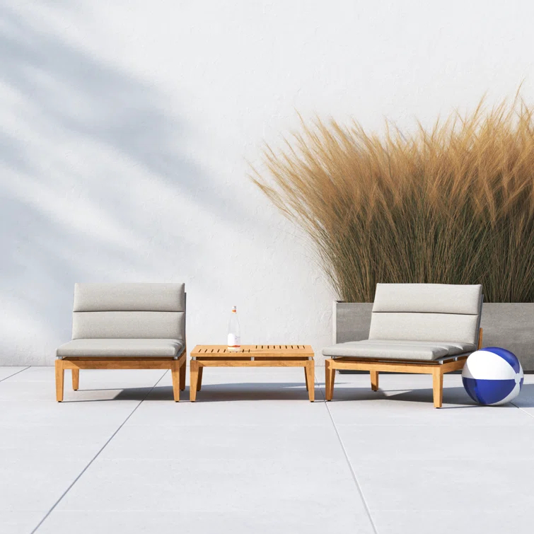 Britney 3 Piece Teak Seating Group with Cushions