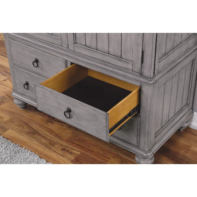 Homestyles Plymouth Gray Armoire with Weathered Gray Finish