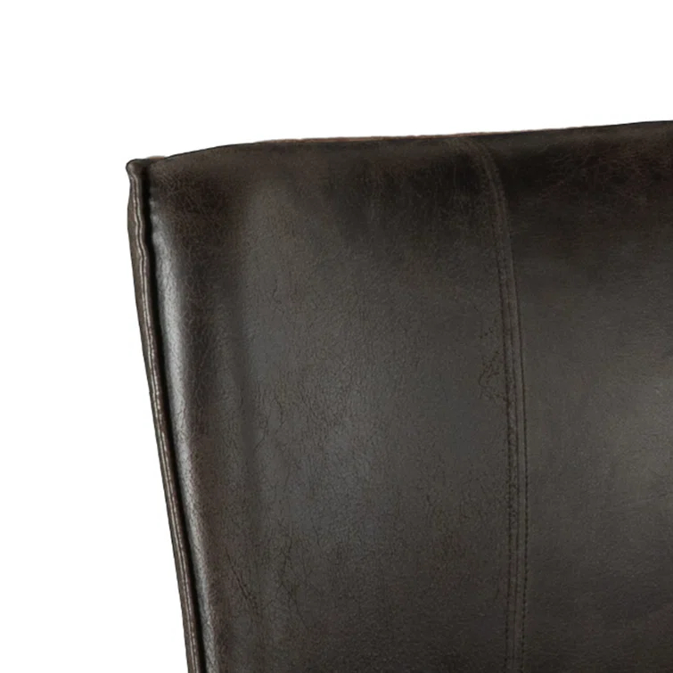 Avery Dark Brown Leather Counter Chair with Natural Wood Legs