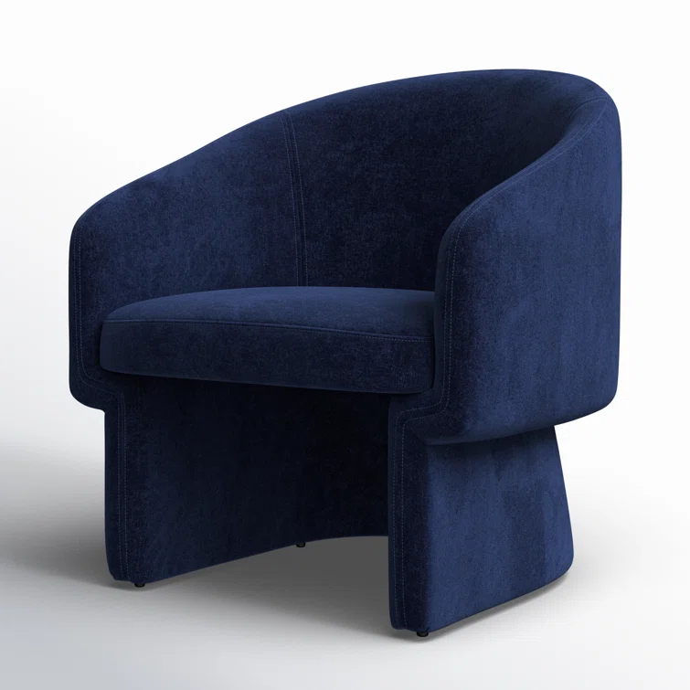 Danny Navy Transitional Barrelback Lounge Chair in Sustainable Wood