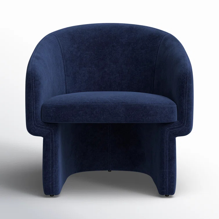 Danny Navy Transitional Barrelback Lounge Chair in Sustainable Wood