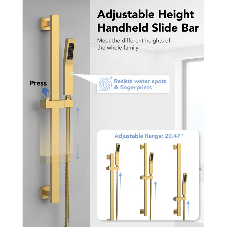 RainfallCascade 10" Pressure Balanced Slide BarShower System with Rough-In Valve