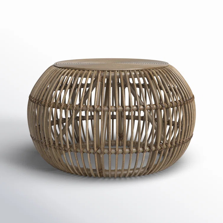 Curry Rattan Drum Coffee Table
