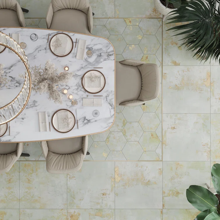 Apollo Tile Aureate 23" x 23" Porcelain Marble Look Wall & Floor Tile (Set of 4)