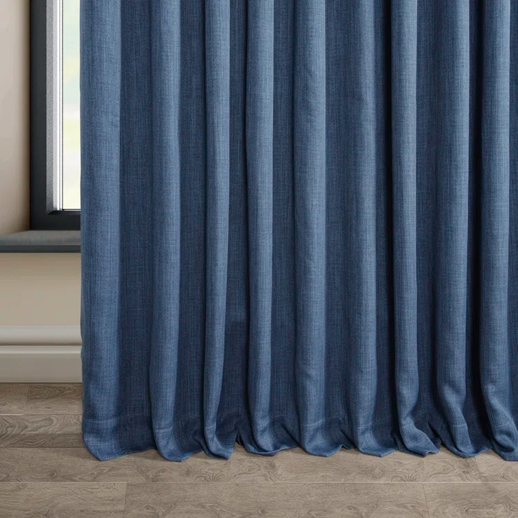 Ottis Textured Faux Linen Rod Pocket Room Darkening Curtains for Bedroom & Living Room Curtains - Single Panel Drapes