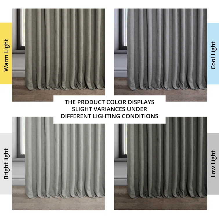 Textured Faux Linen Rod Pocket Room Darkening Curtains for Bedroom & Living Room Curtains - Single Panel Drapes