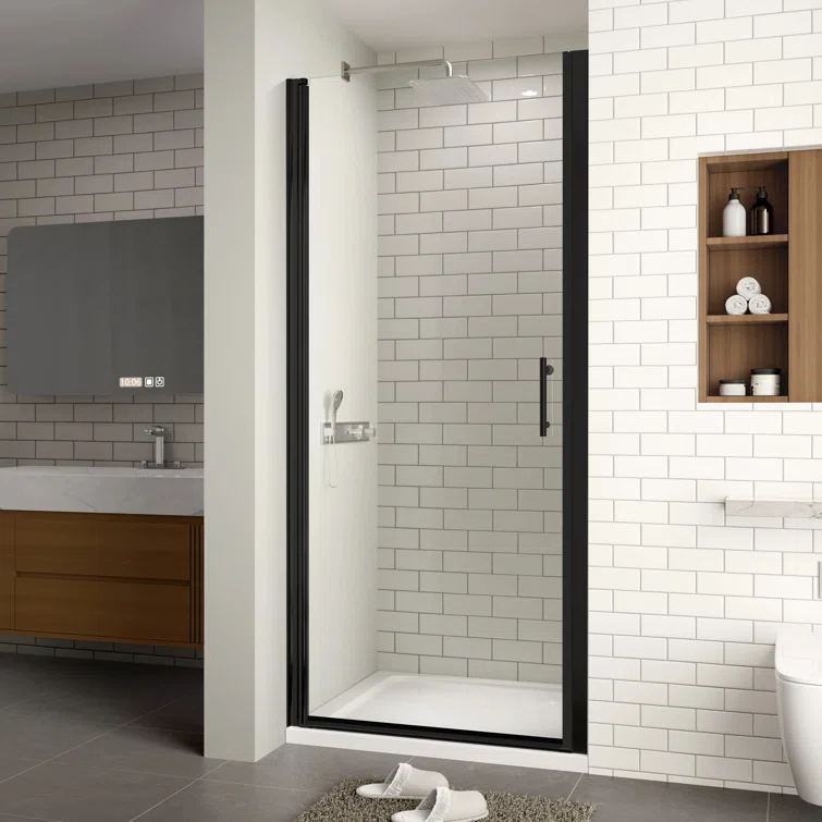 ACE DECOR AD053472 34" W x 72" H Frameless Pivot Shower Door, 1/4" (6mm) Clear SGCC Tempered Glass