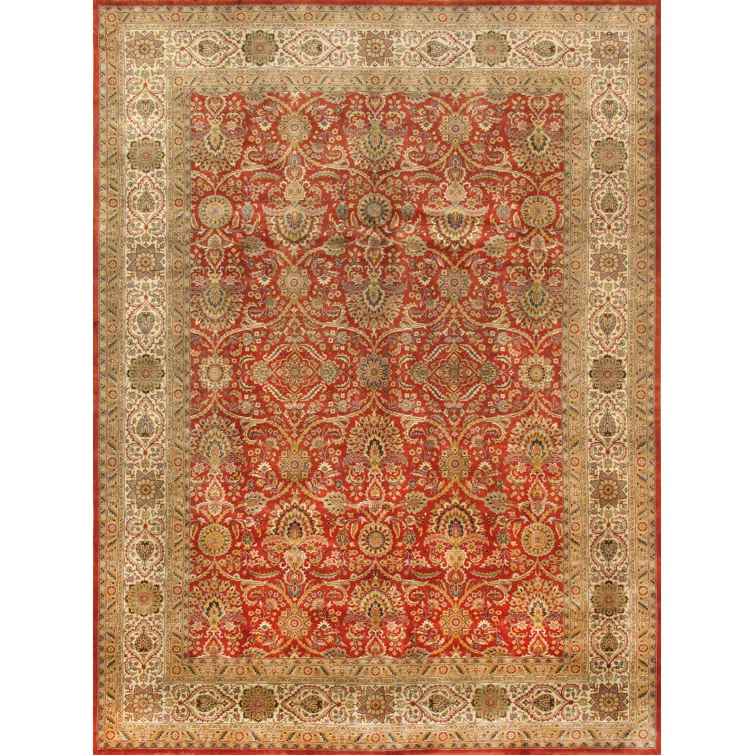 Pasargad Hand-Knotted Wool Red/Beige Rug | Wayfair