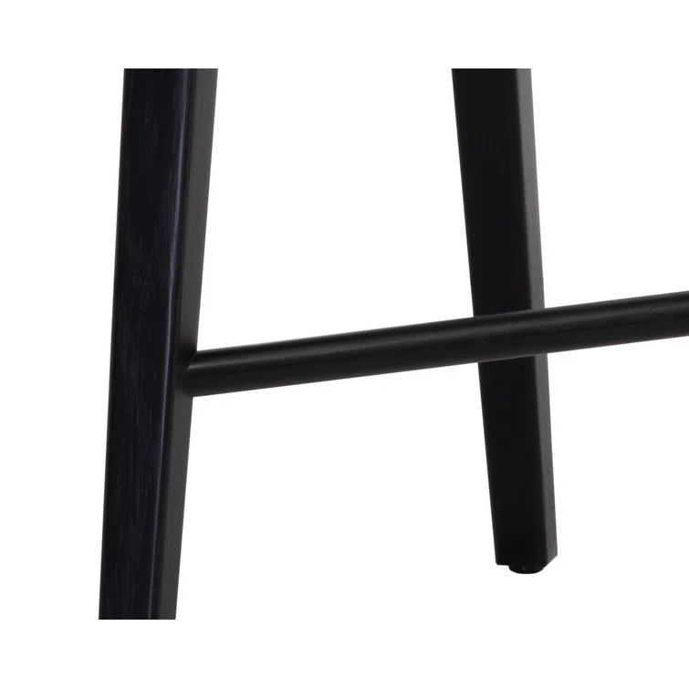 Dominic Black Solid Oak Mid-Century Modern Counter Stool