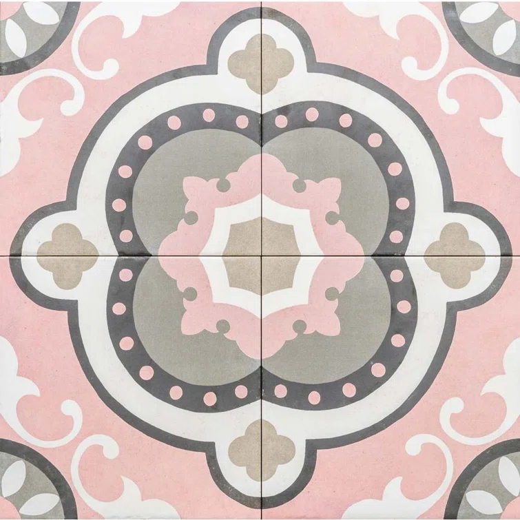 Art Deco 8" x 8" Porcelain Wall and Floor Tile