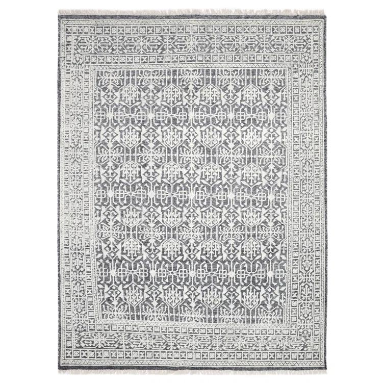 Elegant Hand-Knotted Wool-Viscose Blend Gray Area Rug, 9' x 12'