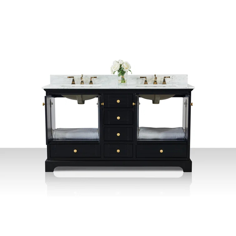 Varna 60'' Double Bathroom Vanity with Marble Top