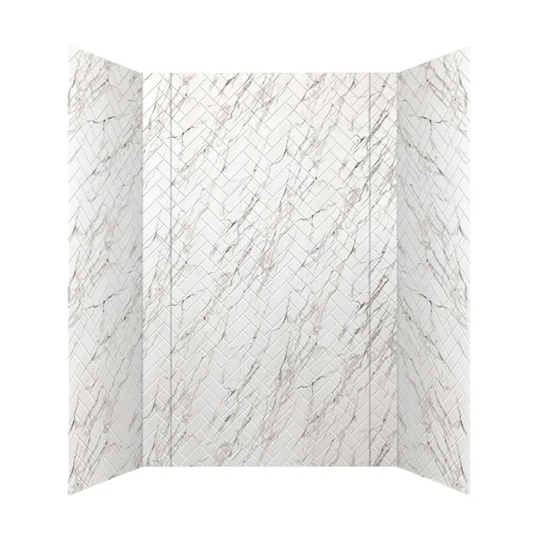 Herringbone Tile - Mirroflex - Tub and Shower Wall Panel - Marble