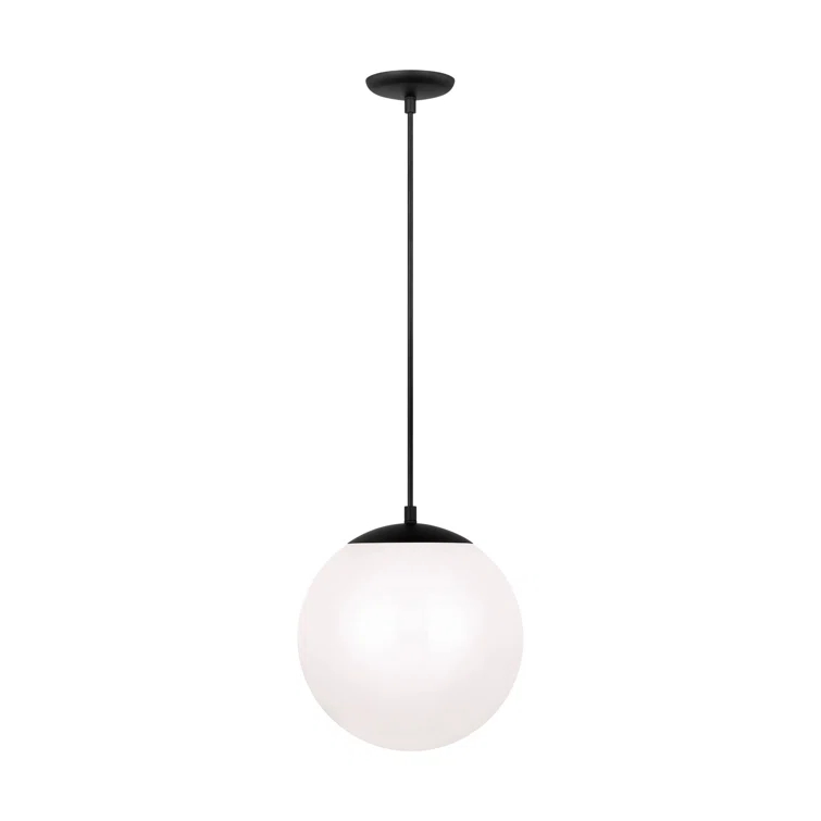 Midnight Black Globe Pendant Lamp with White Glass Shade