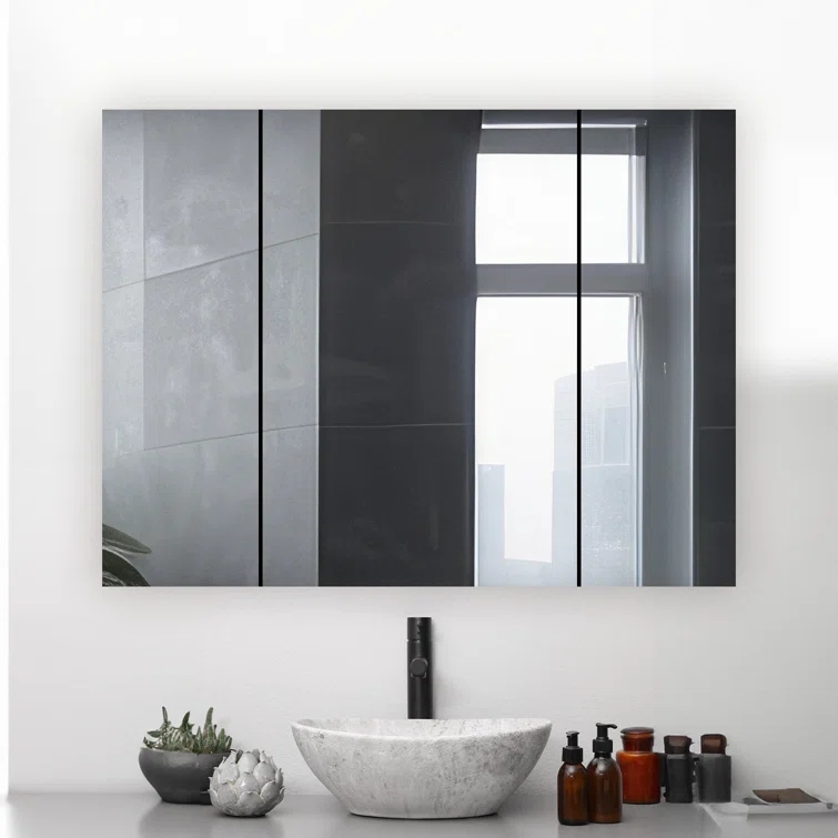 Royale Medicine Cabinet with Electrical Outlets, Defogger, Adjustable LED 3X Magnifying Mirror.