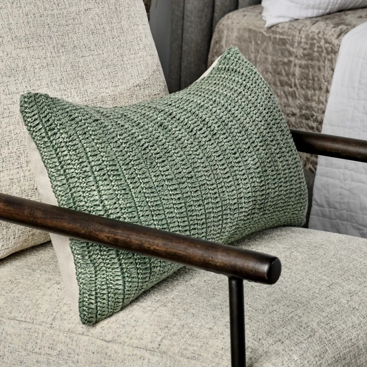 Honey Knitted Linen Rectangular Throw Pillow