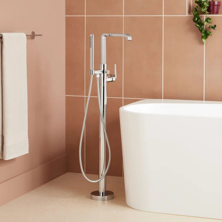 Drea Floor Mounted Tub Filler with Built-In Diverter