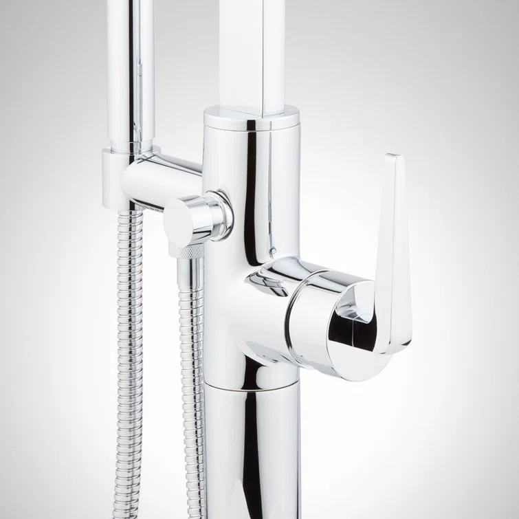 Drea Floor Mounted Tub Filler with Built-In Diverter